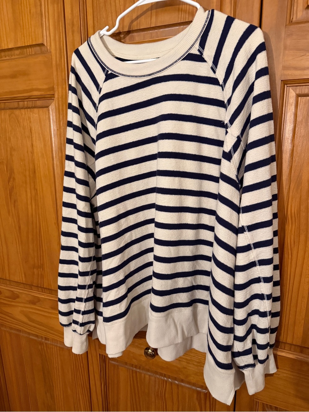 aerie Cream and Navy Striped Sweatshirt